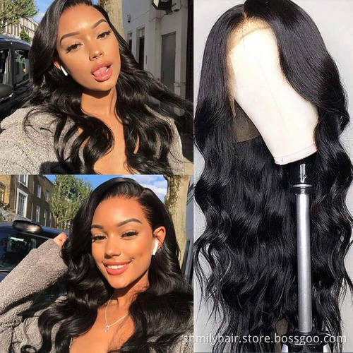 Shmily 13*4 Glueless Swiss Lace Frontal Wigs Raw Indian Human Hair Lace Wigs Virgin Cuticle Aligned Body Wave Lace Front Wig